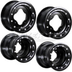 SET SILVER TEC 8X8 + 10×5 BEAD LOCK QUAD VELGEN + RINGEN